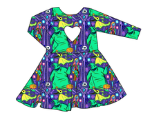 Load image into Gallery viewer, Neon Nightmare Molly Heart Back Twirly Dress