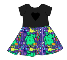 Load image into Gallery viewer, Neon Nightmare Molly Heart Back Twirly Dress