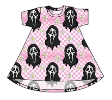 Load image into Gallery viewer, Floral Spooky Face Basic T-Shirt Dress
