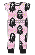 Load image into Gallery viewer, Floral Spooky Face Bennett Pants and Shorts Length T-Shirt Romper
