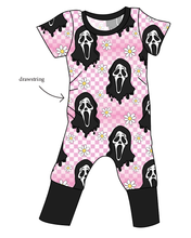 Load image into Gallery viewer, Floral Spooky Face Grow With Me Pants And Shorts Romper