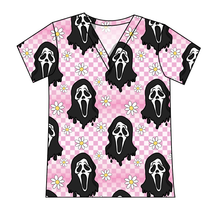 Load image into Gallery viewer, Floral Spooky Face Ladies' Slouchy V-Neck Tee