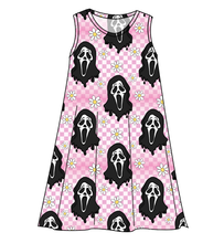 Load image into Gallery viewer, Floral Spooky Face Ladies' Swing Dress