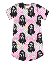 Load image into Gallery viewer, Floral Spooky Face Ladies' T-Shirt Dress