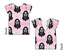 Load image into Gallery viewer, Floral Spooky Face Low Back Ballerina Tee