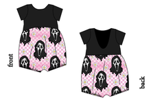 Load image into Gallery viewer, Floral Spooky Face Low Back Romper and Bubble Romper