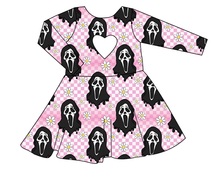 Load image into Gallery viewer, Floral Spooky Face Molly Heart Back Twirly Dress
