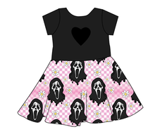Load image into Gallery viewer, Floral Spooky Face Molly Heart Back Twirly Dress