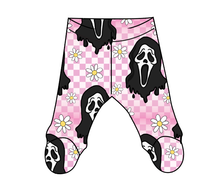 Load image into Gallery viewer, Floral Spooky Face Newborn Footed Pants
