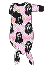 Load image into Gallery viewer, Floral Spooky Face Newborn Knotted Gown