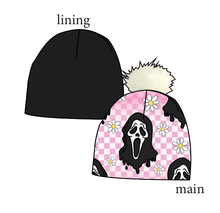 Load image into Gallery viewer, Floral Spooky Face Slouchy Beanie (Reversible!)