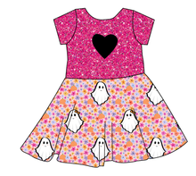 Load image into Gallery viewer, Just A Ghoul Molly Heart Back Twirly Dress