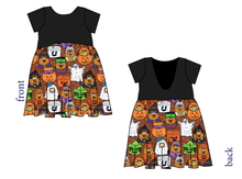 Load image into Gallery viewer, Retro Spooky Snacks Low Back Dress