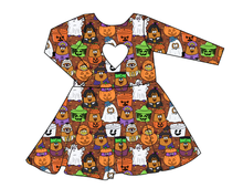 Load image into Gallery viewer, Retro Spooky Snacks Molly Heart Back Twirly Dress