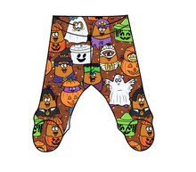 Load image into Gallery viewer, Retro Spooky Snacks Newborn Footed Pants