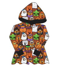 Load image into Gallery viewer, Retro Spooky Snacks Peplum Hoodie (or Crewneck)