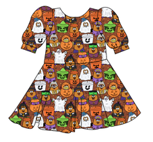 Load image into Gallery viewer, Retro Spooky Snacks Prairie Dress