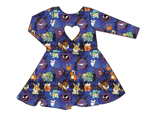 Load image into Gallery viewer, Spookemon Molly Heart Back Twirly Dress