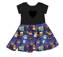 Load image into Gallery viewer, Spookemon Molly Heart Back Twirly Dress