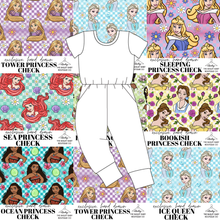 Load image into Gallery viewer, All Princess Checks Kids Ivy Pants Length Romper