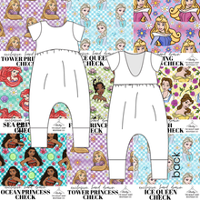 Load image into Gallery viewer, All Princess Checks Low Back Romper and Bubble Romper