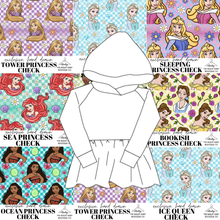 Load image into Gallery viewer, All Princess Checks Peplum Hoodie (or Crewneck)