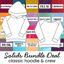 Load image into Gallery viewer, 4 Piece Solids Bundle Deal Classic Hoodie (or Crewneck)