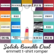 Load image into Gallery viewer, 4 Piece Solids Bundle Deal Emmett Pants T-Shirt Romper