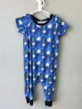 Load image into Gallery viewer, RTS Soft Blue Rainbows Emmett Pants T-Shirt Romper