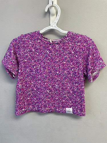 RTS Purple Glitter Cropped Basic Tee