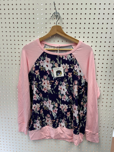 Ready to Ship Navy Floral Ladies' Classic Crewneck