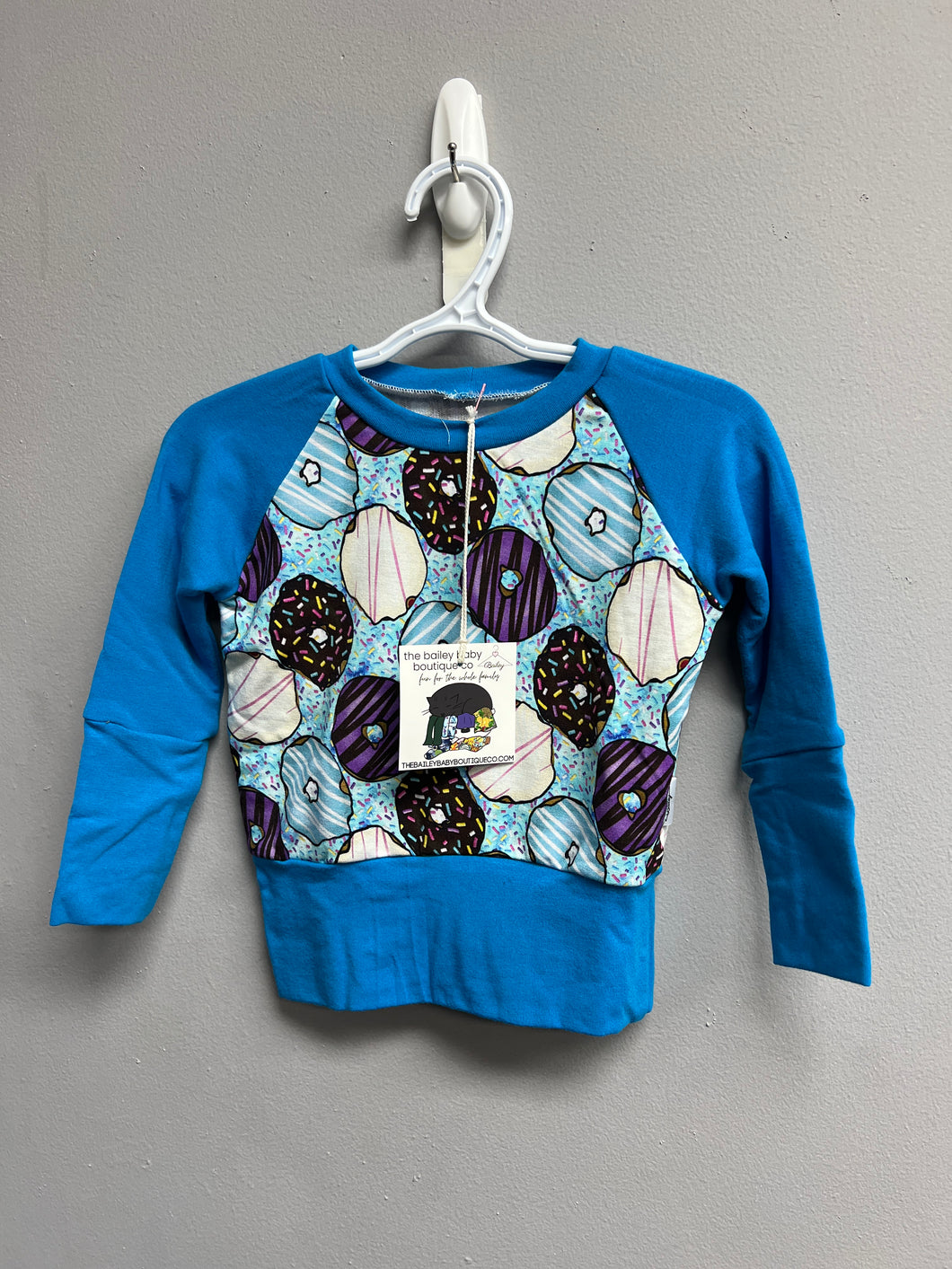 Ready to Ship Blue Donut Party Grow With Me Crewneck