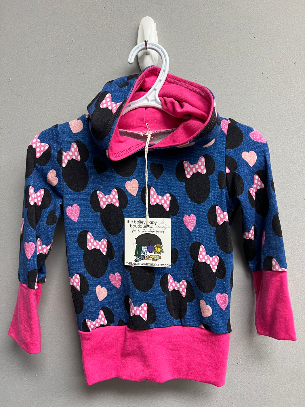 Ready to Ship Denim Minnie Grow With Me Hoodie