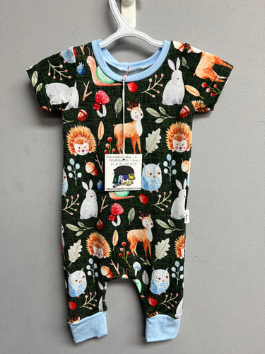 Ready to Ship Evergreen Woodland Animals Emmett Romper