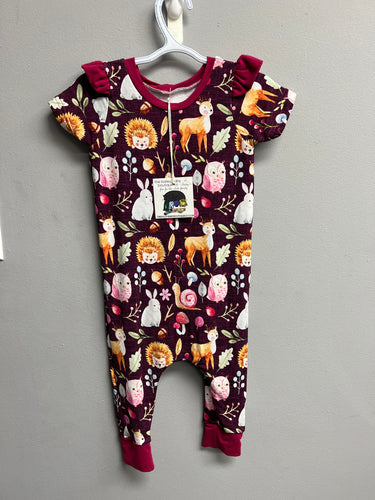 Ready to Ship Blackberry Woodland Animals Emmett Romper