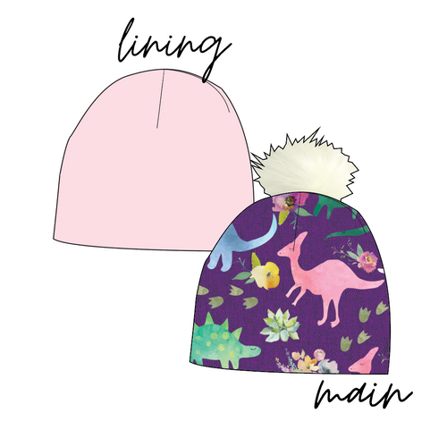 Floral Dinos Slouchy Beanie (Reversible!)