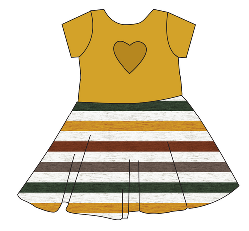 Fall Stripes Molly Heart Back Twirly Dress