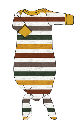 Fall Stripes Newborn Knotted Gown