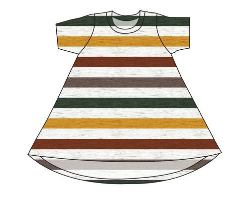 Fall Stripes Basic T-Shirt Dress