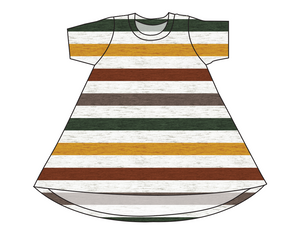 Fall Stripes Basic T-Shirt Dress