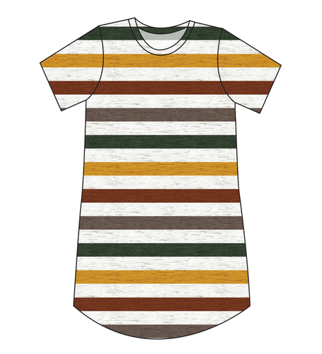 Fall Stripes Ladies' T-Shirt Dress