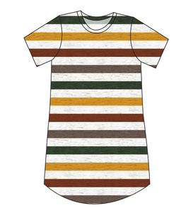 Fall Stripes Ladies' T-Shirt Dress