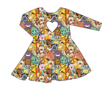 Load image into Gallery viewer, Gotta Catch Em All Molly Heart Back Twirly Dress