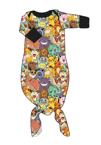 Gotta Catch Em All Newborn Knotted Gown