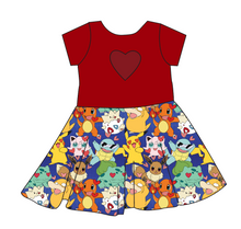 Load image into Gallery viewer, Poke Love Molly Heart Back Twirly Dress