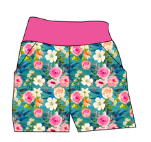 Load image into Gallery viewer, Teal Floral Basic Joggers And Jogger Shorts