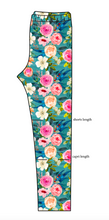 Load image into Gallery viewer, Teal Floral Basic Leggings