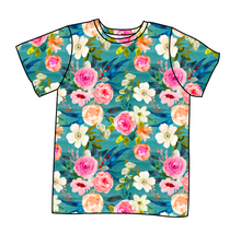 Load image into Gallery viewer, Teal Floral Basic Tee and Tank