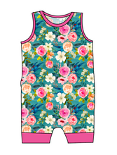 Load image into Gallery viewer, Teal Floral Emmett Pants And Shorts T-Shirt Romper