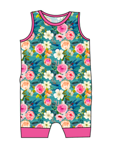 Teal Floral Emmett Pants And Shorts T-Shirt Romper